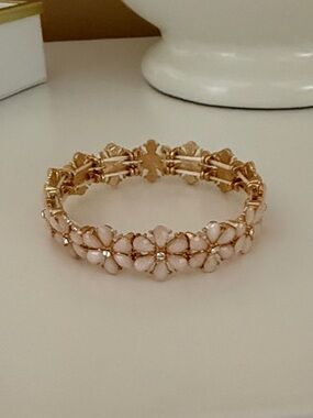 Gold-Tone Pink Floral Bracelet